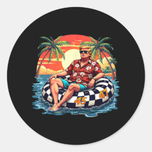Adesivo Redondo Funny Trump Summer 2025 Beach Tropical Funny Trump