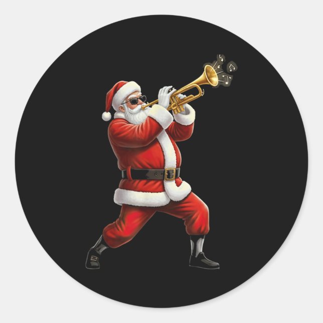 Adesivo Redondo Funny Trumpet Santa Christmas Graphic Player Trump (Frente)