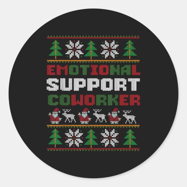 Adesivo Redondo Funny Ugly Christmas Sweater Emotional Suprt Cowor (Frente)