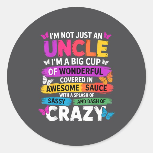 Adesivo Redondo Funny Uncle Quote Sy Cool Uncle Men  (Frente)