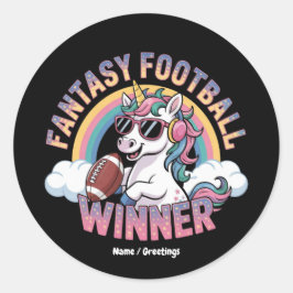 Adesivo Redondo Funny Unicorn Fantasy Football Winner 2025 Style