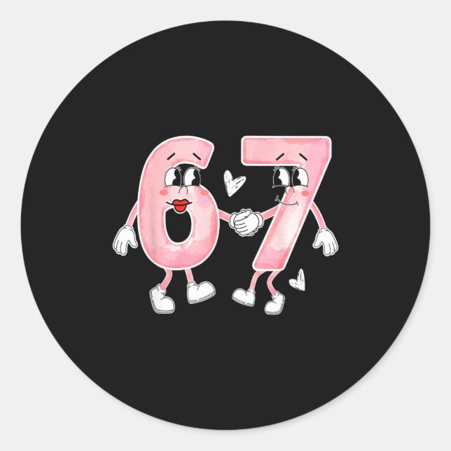 Adesivo Redondo Funny Valentine's Day 6 7 Six Seven Meme Valentine (Frente)