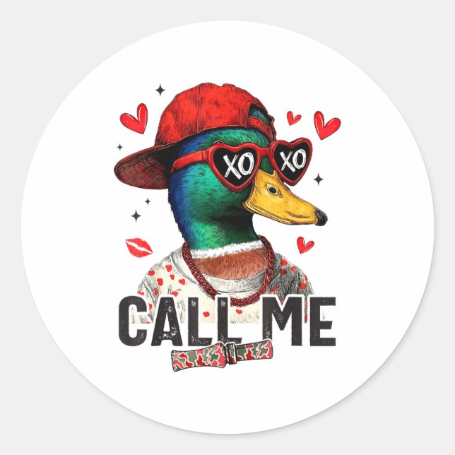 Adesivo Redondo Funny Valentines Day Call Me Duck Hunting Men Wome (Frente)