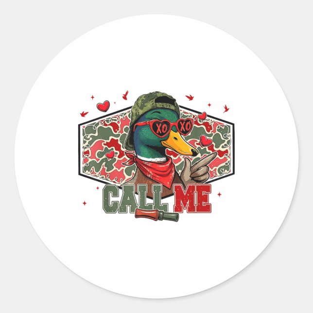 Adesivo Redondo Funny Valentines Day Call Me Duck Hunting Men Wome (Frente)