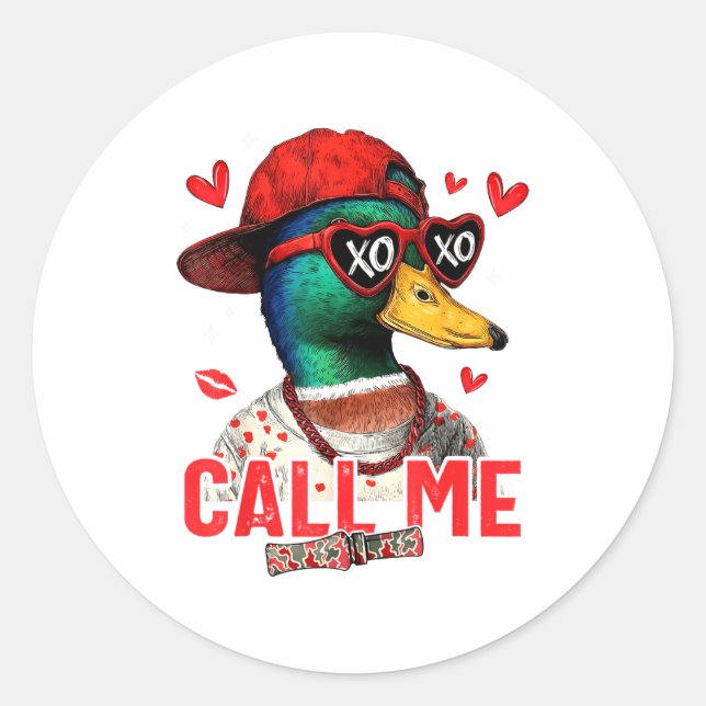 Adesivo Redondo Funny Valentines Day Call Me Duck Hunting Men Wome (Frente)