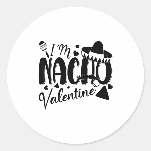 Adesivo Redondo Funny Valentines Day Funny Nacho Valentine Girl Bo (Frente)