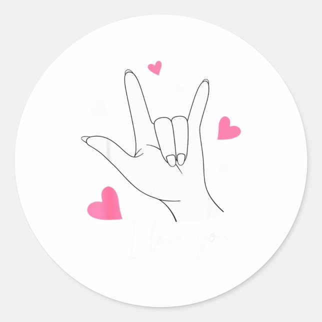 Adesivo Redondo Funny Valentines Day Heart I Love You Hand Sign La (Frente)