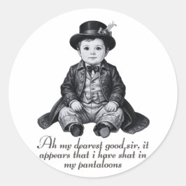 Adesivo Redondo Funny Victorian Baby Boy Print | Humorous Nursery 