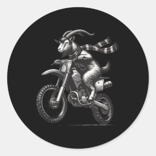 Adesivo Redondo Funny Vintage Motocross Bike Graphic Goat Riding D
