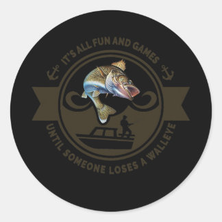 Adesivo Redondo Funny Walleye Pesca Águas Frescas