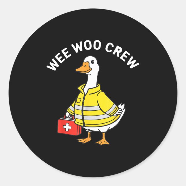 Adesivo Redondo Funny Wee Woo Crew Goose Emt Paramedic Firefighter (Frente)