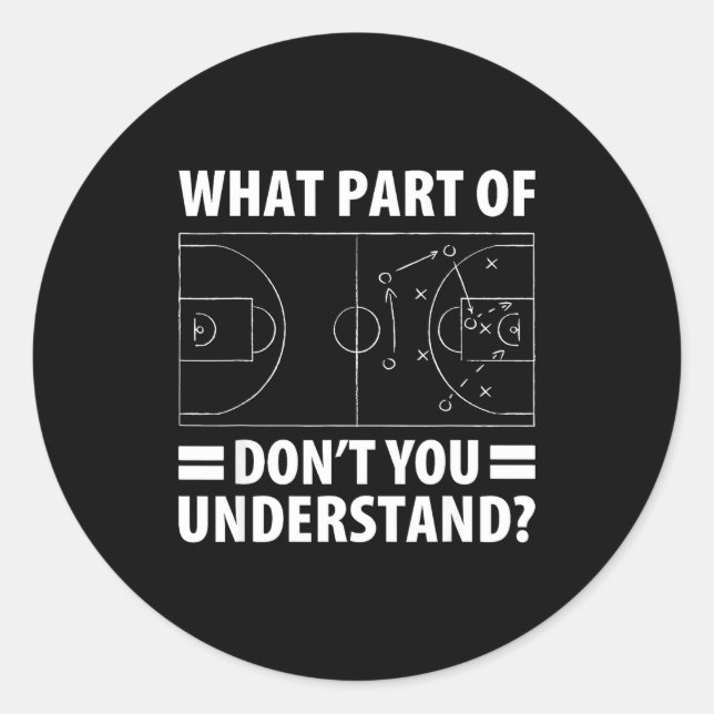 Adesivo Redondo Funny What Part Of Basketball Don't You Understand (Frente)
