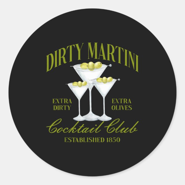 Adesivo Redondo Funny Womens Dirty Martini Social Club Drinking Ta (Frente)