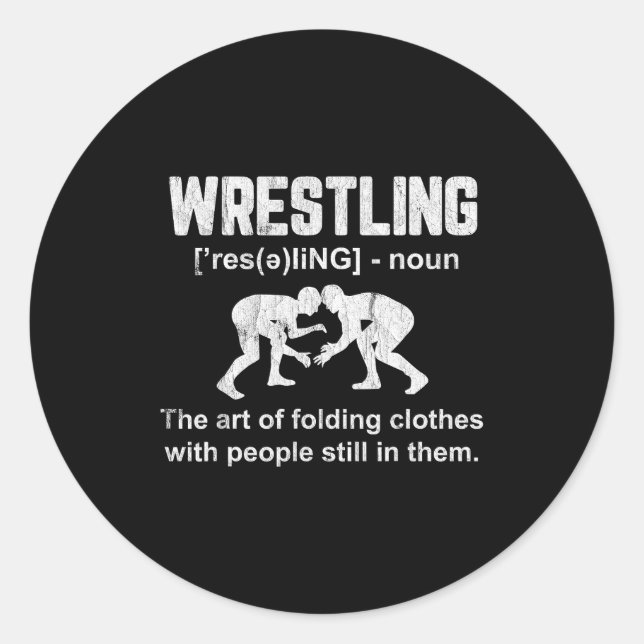 Adesivo Redondo Funny Wrestling Definition Wrestler Boys Mens Teen (Frente)