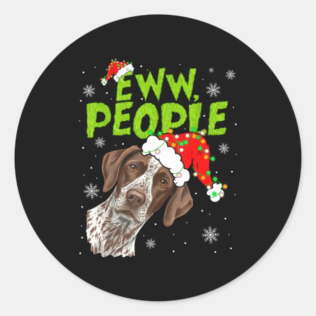 Adesivo Redondo Funny Xmas Ew People Gsp Dogs Lover Pajamas Men Wo (Frente)