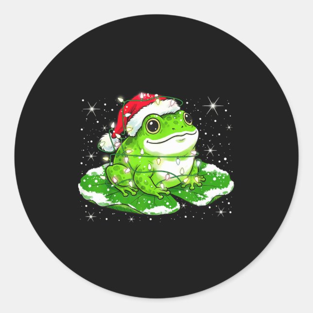 Adesivo Redondo Funny Xmas Lights Frog Cute Toad Frogs Women Men K (Frente)