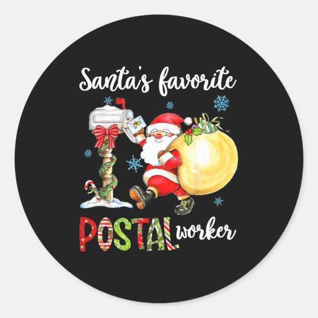 Adesivo Redondo Funny Xmas Lights Santa's Favorite Stal Worker Chr (Frente)