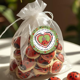 Adesivo Redondo Funny Yoga Stretch Ladybug Heart Baby Shower