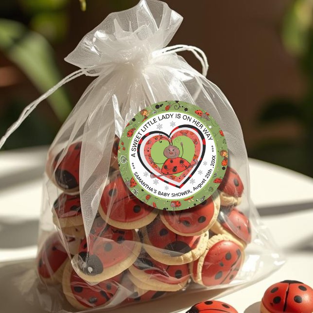 Adesivo Redondo Funny Yoga Stretch Ladybug Heart Baby Shower  (Funny Yoga Stretch Ladybug Heart Baby Shower Classic Round Sticker)