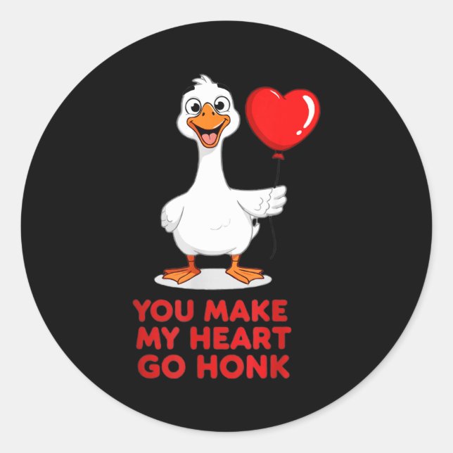 Adesivo Redondo Funny You Make My Heart Go Honk Matching Valentine (Frente)