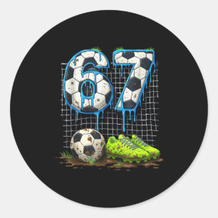 Adesivo Redondo Futebol 67 seis sete divertido gen alfa meme gota