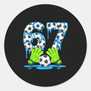 Adesivo Redondo Futebol 67 Seis Sete Geração Alpha Meme Gotejament