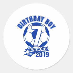 Adesivo Redondo Futebol 7º Aniversário Menino Crianças Esportes Fe