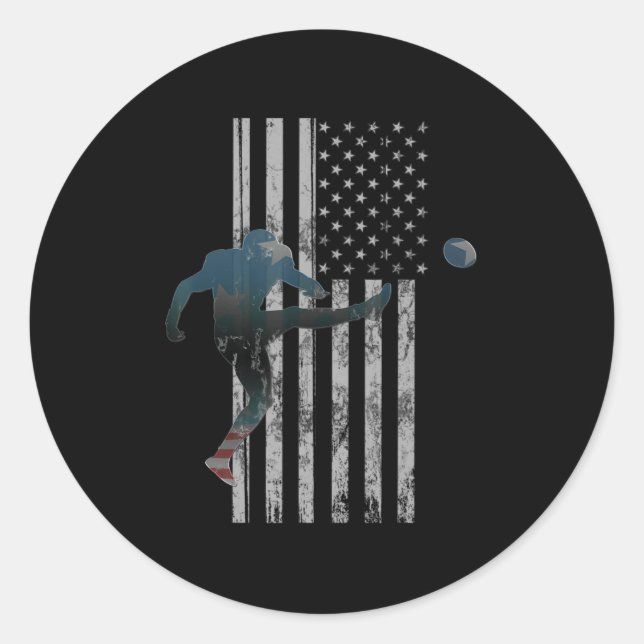 Adesivo Redondo Futebol americano Flag USA Team Gift Kicker (Frente)