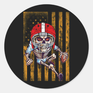 Adesivo Redondo Futebol Americano Skeleton Halloween Linemen