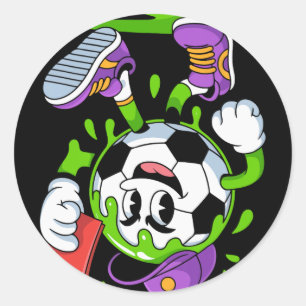 Adesivo Redondo Futebol Bola Cartoon Gotejamento Cartão Vermelho D