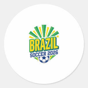 Adesivo Redondo Futebol Brasil 2026 Futebol Negrito Tipografia Paí