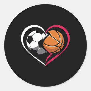 Adesivo Redondo Futebol Bysketbyll Byll Coração Amante do Esporte