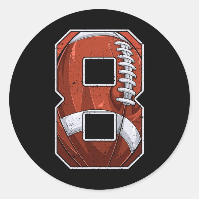 Adesivo Redondo Futebol com oitavo aniversário e oitavo aniversari (Frente)