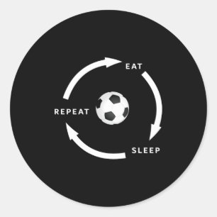 Adesivo Redondo Futebol Comer Dormir Repetir Dito de Fã de Esporte