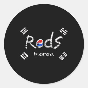Adesivo Redondo Futebol Coreano Vermelho Com Bandeira Coreana