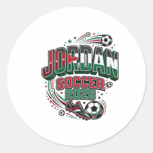 Adesivo Redondo Futebol da Jordânia 2026 Futebol Bold Tipografia P
