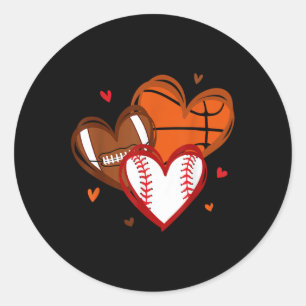 Adesivo Redondo Futebol de basquete do dia de os namorados Hearts