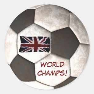 Adesivo Redondo Futebol de futebol da Inglaterra "World Champs"