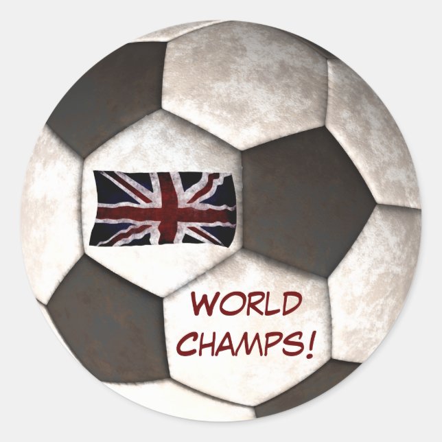 Adesivo Redondo Futebol de futebol da Inglaterra "World Champs" (Frente)