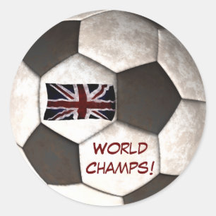 Adesivo Redondo Futebol de futebol da Inglaterra "World Champs"