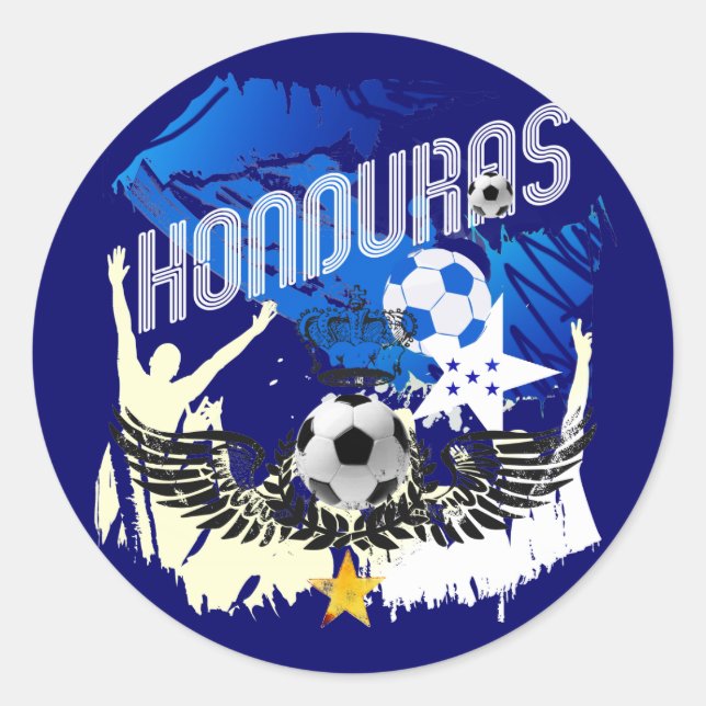 Adesivo Redondo Futebol de futebol do design de bandeira Honduras  (Frente)
