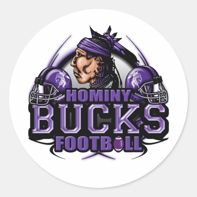 Adesivo Redondo Futebol de Hominy Bucks (tribal) (Frente)