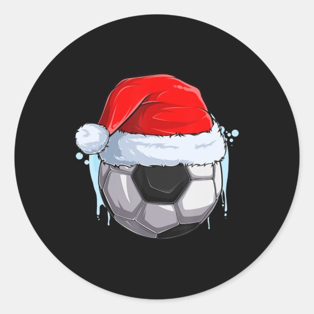 Adesivo Redondo Futebol de Natal - Bola de Futebol do Natal em Pap (Frente)
