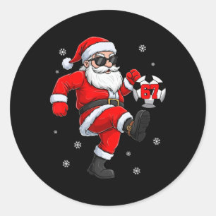 Adesivo Redondo Futebol de Natal Byll Esportes Jogador de Futebol