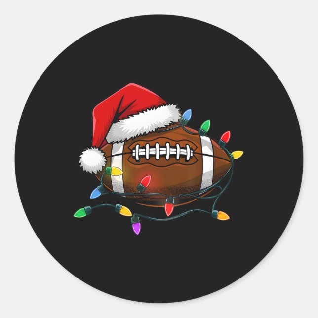 Adesivo Redondo Futebol de Natal Com O Futebol De Santa Hat (Frente)