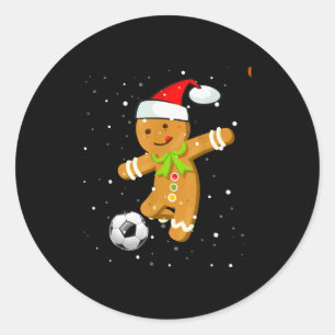 Adesivo Redondo Futebol de Natal Futebol Biscoito de Gengibre Joga