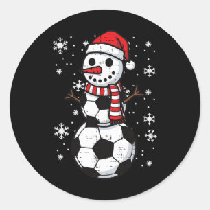 Adesivo Redondo Futebol de Natal Ll Boneco de Neve Xmas Footll Men