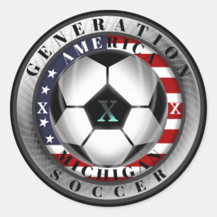 Adesivo Redondo Futebol do americano da geração X do estado do