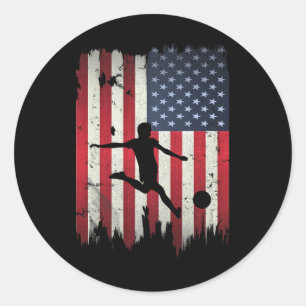 Adesivo Redondo Futebol EUA Bandeira Americana 4 De Julho Patrióti