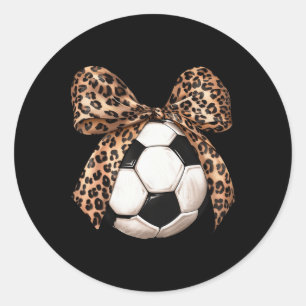 Adesivo Redondo Futebol Feminino Coquette Bow Leopard Cheetah Impr